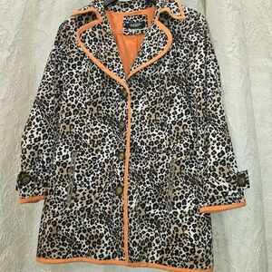 Peck & Peck Leopard Print Jacket with Orange Trim